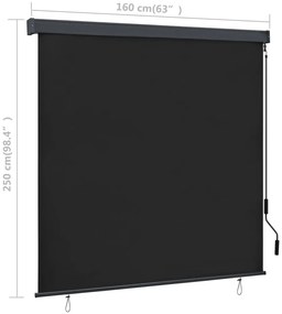 antracitszürke kültéri roló 160 x 250 cm