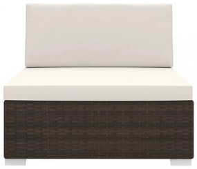 1 db barna polyrattan moduláris középső kanapé párnákkal