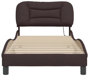 sötétbarna szövet ágykeret LED-ekkel matrac nélkül Hvar 90x200 cm