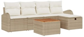 vidaXL Kerti Kanapé Szett párnával tárolóval 6 pcs Bézs polirattan