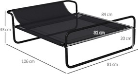 PawHut Emelt Kutyaágy Kempingágy, Macskák és Háziállatok Számára Fejtámlával, Mikro-perforált Textilén Anyag, Beltéri és Kültéri Használatra, 106 x 81