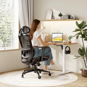 Ergonomikus irodai forgószék Neyo deréktámasz, fejtámla, háló, fekete