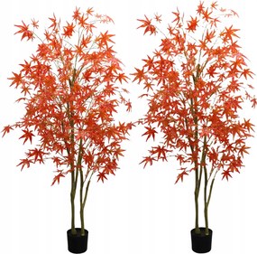 2 darabos, dupla törzsű, mesterséges vörös juharfa szett, 1,8 méter