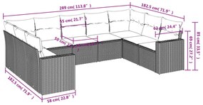 9 részes világosszürke polyrattan kerti ülőgarnitúra párnával