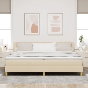 Box Spring Ágy Matraccal és LED-del Krém 200x200 cm Szövet