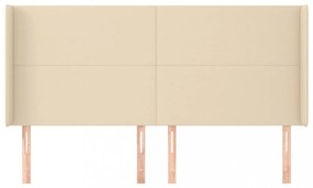 krémszínű szövet fejtámla szárnyakkal 203x16x118/128 cm