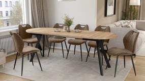 Mazzoni Ovális bővíthető ALMO asztal Craft Arany Tölgy / fekete lábakkal