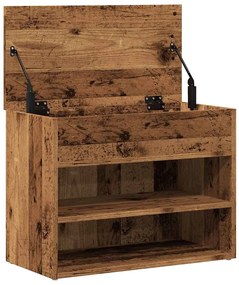 antik fa színű szerelt fa cipőtároló pad 60 x 30 x 45 cm
