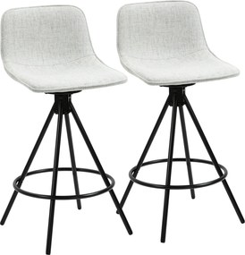 HOMCOM 2 db Magas Konyhai Bárszék Forgószékkel, Ágyazható Len Hatású Kárpitozással, Támlával és Acél Lábakkal, 41.5x47.5x90 cm Szürke | Aosom