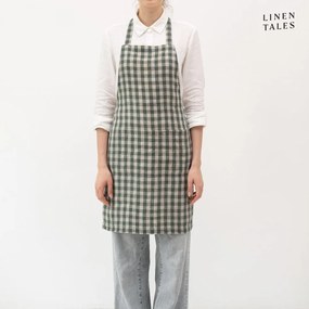 Len kötény Forest Green Gingham – Linen Tales