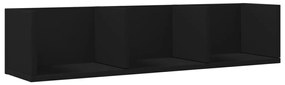 2 db fekete szerelt fa faliszekrény 75x18x16,5 cm