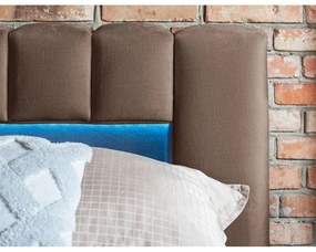 Világosbarna kárpitozott ágyneműtartós franciaágy ágyráccsal 180x200 cm Lamica – ELTAP