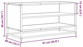 sonoma tölgy színű szerelt fa és fém TV-szekrény 91x40x46 cm