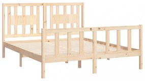 tömör fenyőfa ágykeret fejtámlával 160 x 200 cm