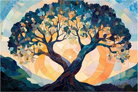 Kép – Mozaik – nap és fa II. (90x60 cm)