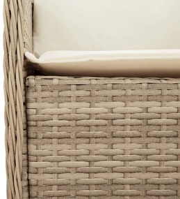 3 részes bézs polyrattan kerti étkezőgarnitúra párnákkal