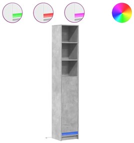 betonszürke szerelt fa tálalószekrény LED-del 36 x 32,5 x 200cm