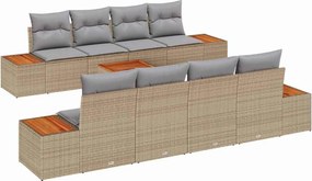 vidaXL Kerti Kanapé Szett párnával tárolóval 9 pcs Bézs Poli rattan
