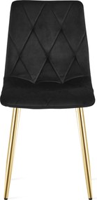 Fekete bársony étkezőszék LIBRA arany lábakkal