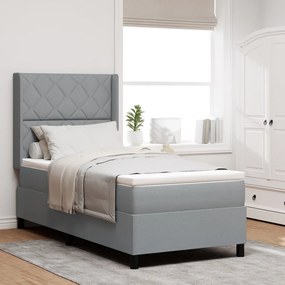 Box Spring Ágy Matraxal Világosszürke 100x200 cm Szövet