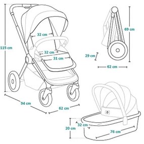 Lionelo - 2 az 1-ben kombinált babakocsi LAYLA Rozsdabarna