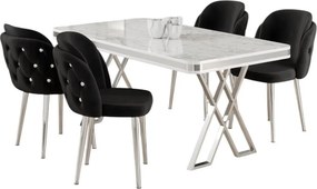 Rigel étkezőgarnitúra, fehér-króm, 130 cm – TR240CHR2229