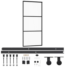 ESG üveg és alumínium tolóajtó fémszerelvény-szettel 90x205 cm