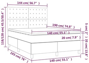 fekete műbőr rugós ágy matraccal és LED-del 140 x 190 cm