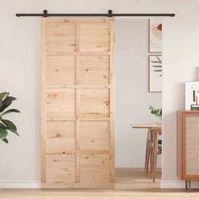 Istállóajtó Barna 100 x 210 cm Tömör fenyőfa