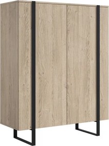 Verica magas komód 120 cm kétszárnyú - biszkvit tölgy / fekete lábak