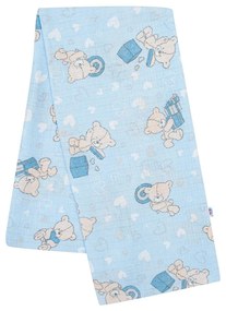 Pamut pelenka nyomtatott mintával New Baby kék maci és szívecske