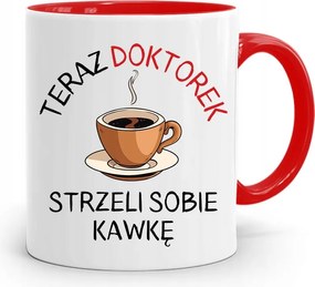 Piros Bögre Az Orvosnak, Kávét Lő Magának, fényképes nyomattal
