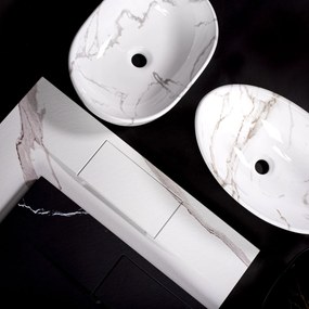 készlet Pultos mosdó Sofia marble black  + Fürdőszobai csaptelep Lungo gold + Dugó gold
