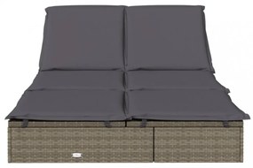 kétszemélyes szürke polyrattan napozóágy párnákkal