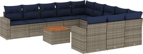vidaXL 12 részes szürke polyrattan kerti ülőgarnitúra párnákkal