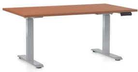 Állítható magasságú asztal OfficeTech D, 140 x 80 cm, szürke alap, cseresznye