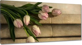Vászonkép 115x55 Rózsaszín tulipán csokor