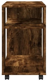 füstös tölgy színű szerelt fa kisasztal kerekekkel 70x35x60 cm