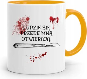 Sárga Bögre Orvosnak Az Emberek Előttem Nyomtatott Fotóval