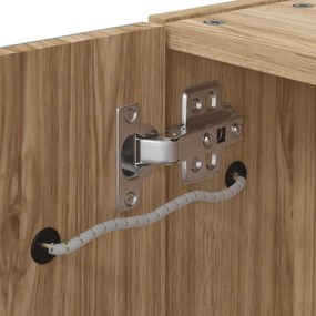 tölgyszínű tükrös fürdőszobaszekrény LED-del 60 x 13 x 52cm