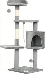 PawHut Többfunkciós MacskaFa Kaparóoszlopok Karperecek Rejtett Helyek Kötél Játékok 40L x 40W x 114H cm Szürke | Aosom