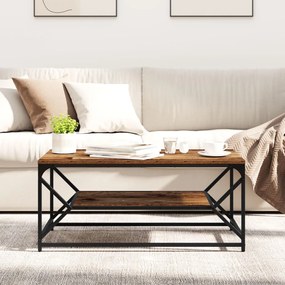 Kávézóasztal Polccal Régi Fa 90x50x40 cm Mérnöki Fa