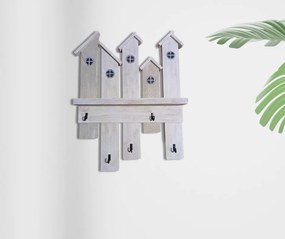 Házikó alakú fali kulcstartó, fából, kézzel festett 41cm