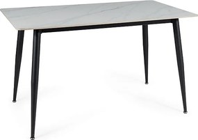 Étkezőasztal RION 130x70 cm kerámia asztallappal, fehér márvány