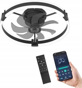 Csillár Fekete Led Mennyezeti Ventilátor Mennyezeti Lámpa Modern 60W+TÁVIRÁNYÍTÓ