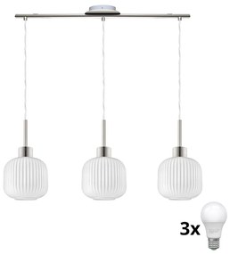 LED csillár kábelen HARMA 3xE27/60W/230V matt króm/fehér