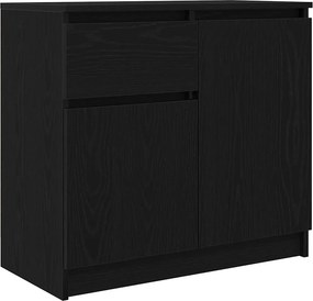 vidaXL fekete tölgy szerelt fa tálalószekrény fiókos 71x35x65 cm