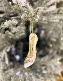 Fehér arany karácsonyi cipellő dísz 8cm