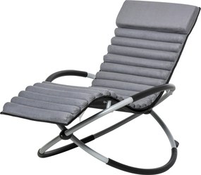 Outsunny Ergonomikus Hintaágy 2 az 1-ben Ringató Szék Kerti Szék Ringató Napozó Fémből Készült Textilén Gömbölyű Sötétszürke 145 x 74 x 86 cm | Aosom