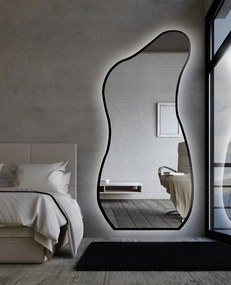 Angelit szabálytalan tükör fekete keretben, Led háttérvilágítással 70x150